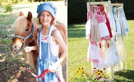 niña con caballo y ropa de primavera