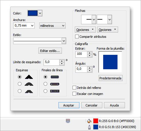 ventana contorno corel draw