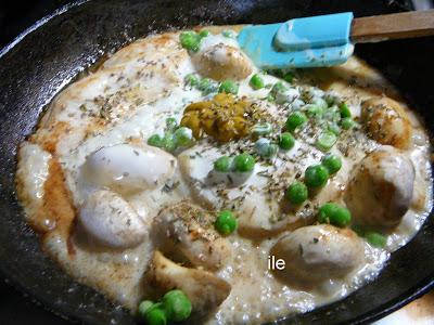 Pechuguitas de pollo con champignos y arvejas