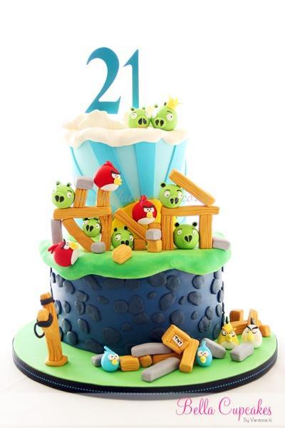una tarta para una fiesta Angry Birds