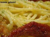 Espaguetis tomates secos salsa anchoas