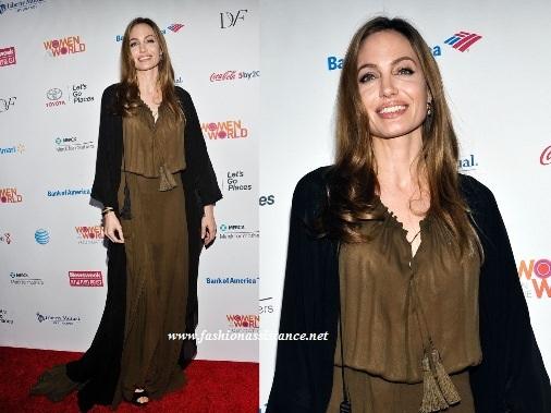 Angelina Jolie, de Yves Saint Laurent, en la reunión de Women In The World 2013, en Nueva York