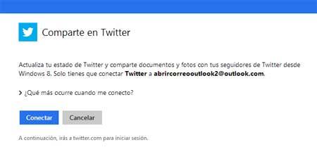 configurar Outlook y Twitter