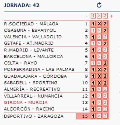 Quiniela Jornada 41 (06/04/13)