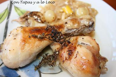 Muslos de pollo asados al tomillo