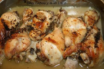 Muslos de pollo asados al tomillo
