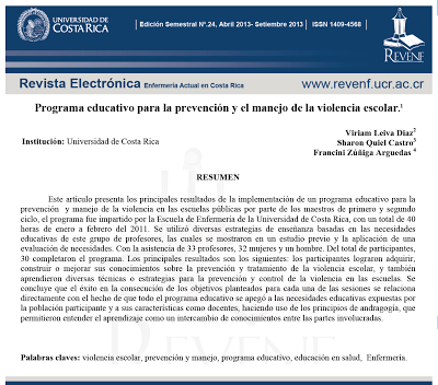 Programa educativo para la prevención y el manejo de la violencia escolar - Leiva y col.