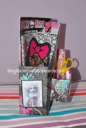 DIY: archivador reciclado de Monster High Archivador caja cereales