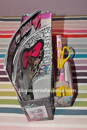 DIY: archivador reciclado de Monster High Archivador caja cereales