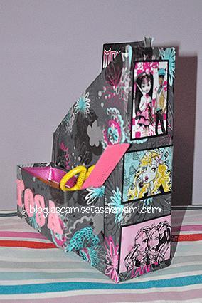 DIY: archivador reciclado de Monster High Archivador caja cereales