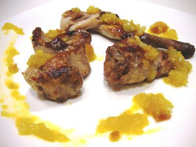 Conejo con confitura de naranja y azafrán