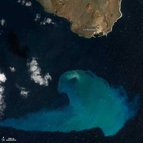 erupción submarina de El Hierro, imagen de satélite de la NASA