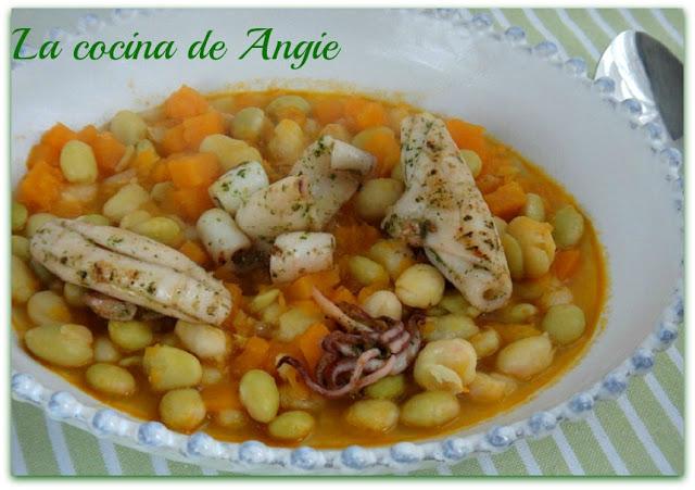 POCHAS CON CALABAZA Y CHIPIRONES