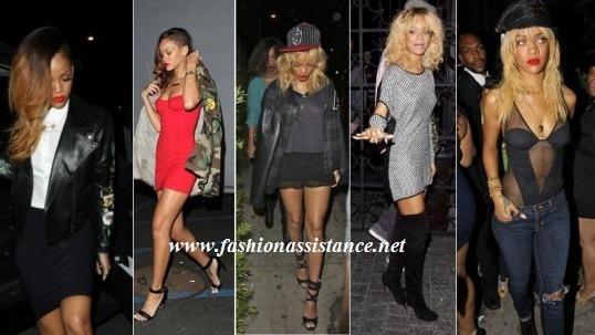 Los looks de Rihana en su discoteca favorita Greystone Manor, en Los Ángeles
