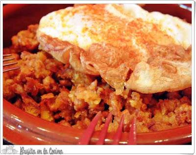 Migas con jijas y huevo de oca