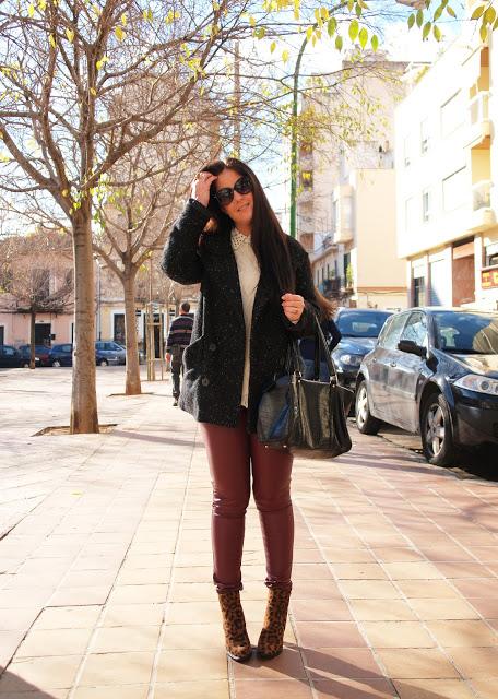 Burgundy leather pants!