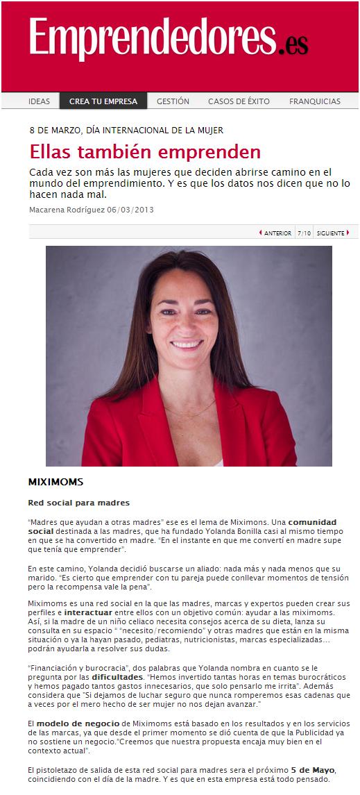 Miximoms en la revista Emprendedores--