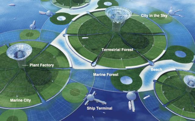 Green Float 
island concept by Shimizu Corporation -- 