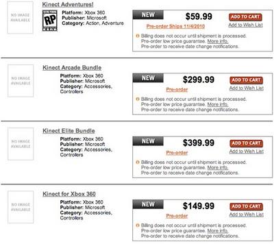 Filtrado el precio de Kinect