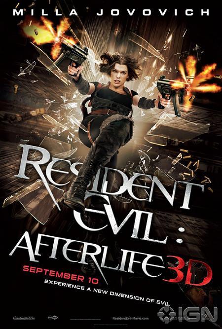Nuevo cartel de “Resident Evil: Afterlife”. Ahora la Jovovich emulando a Trinity