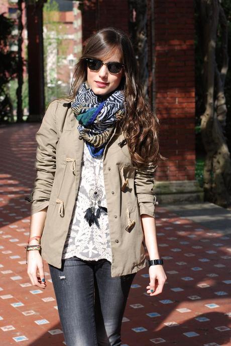 White lace and ripped jeans