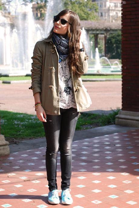 White lace and ripped jeans