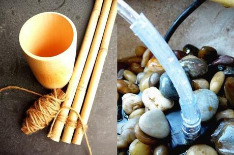 bambú-para-la-fuente-bomba-oculta-con-las-piedras