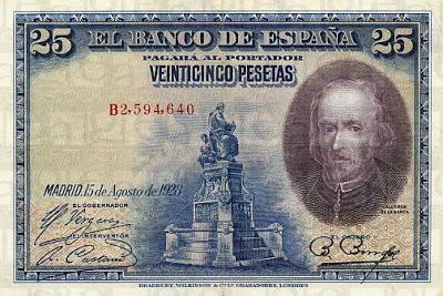 Escritores en billetes de las antiguas pesetas