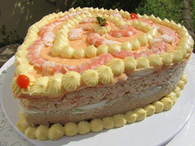 Tarta fría de langostinos