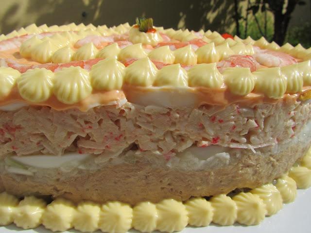 Tarta fría de langostinos