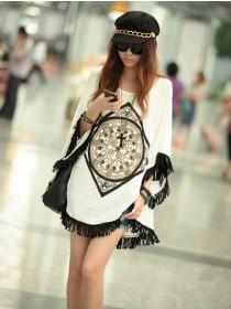 Women Bat-wing Sleeve Loose Printing Cotton T-shirt One Size @YL958527