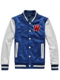 Stand Collar Long Sleeve Men Blue Cotton Hoodies S/M/L/XL/XXL @501SJW1001bl