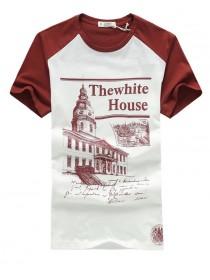 Wine Red Men Round Neck Short Sleeves Cotton T-Shirts M/L/XL/XXL  707SJ-DT12wr