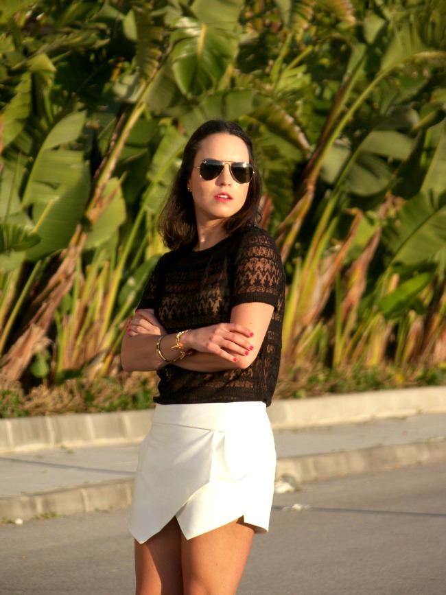 LACE TOP + WHITE SKIRT