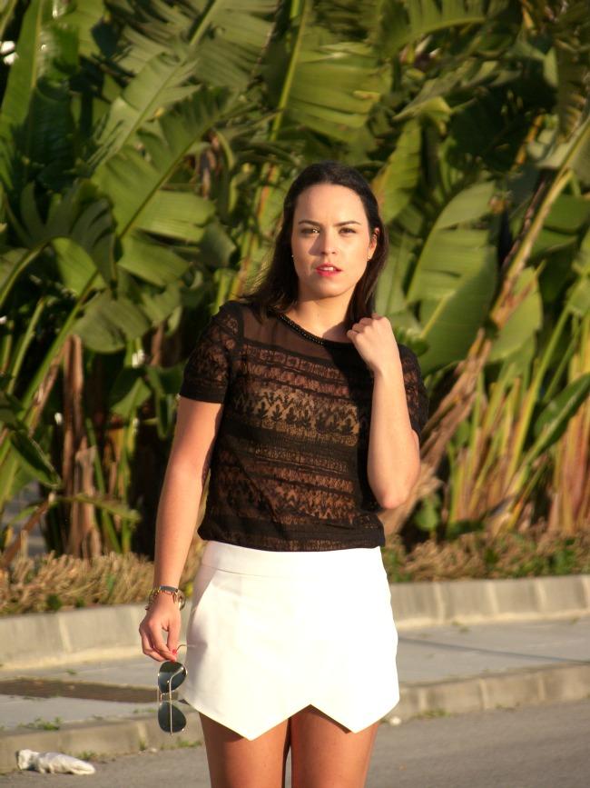 LACE TOP + WHITE SKIRT