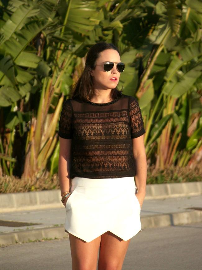 LACE TOP + WHITE SKIRT