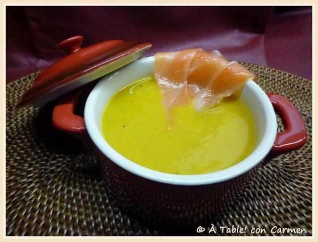 Crema de Tomate, Puerro y Salmón Ahumado