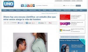 En Argentina el 24 de noviembre de 2011. (La imagen ha sido alterada para que apareciera la cabecera de diariouno.com.ar)