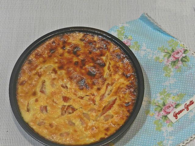 Quiche de gambas, tomates y queso de cabra
