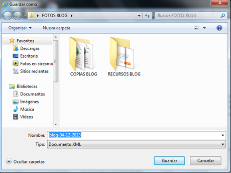 Como hacer una copia de seguridad del blog en Blogger