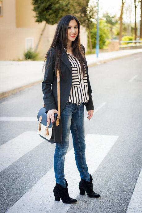 Look con rayas, street style, stripes