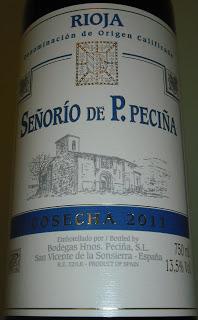 Señorío de P. Peciña Tinto Jóven 2011, de Bodegas Hnos Peciña