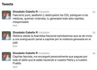 Diosdado Cabello solicitará investigar a Capriles por hechos de violencia