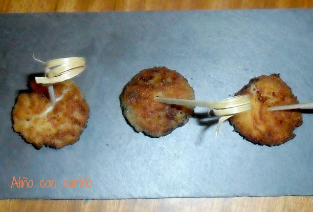 CROQUETAS DE CHEDDAR, JAMÓN Y CHAMPIÑONES