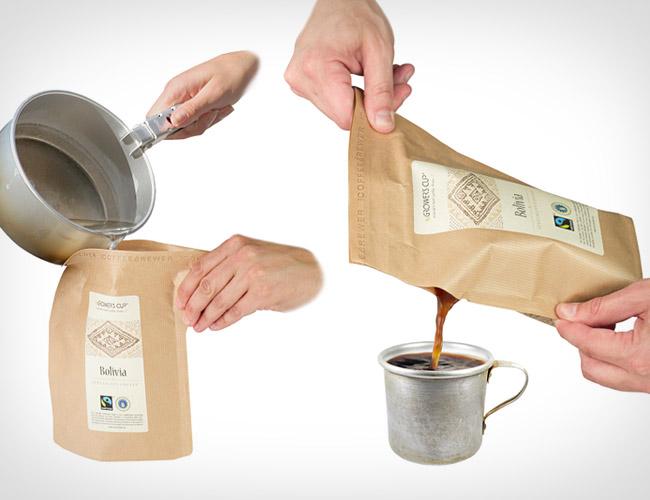Cafetera desechable en bolsa de papel