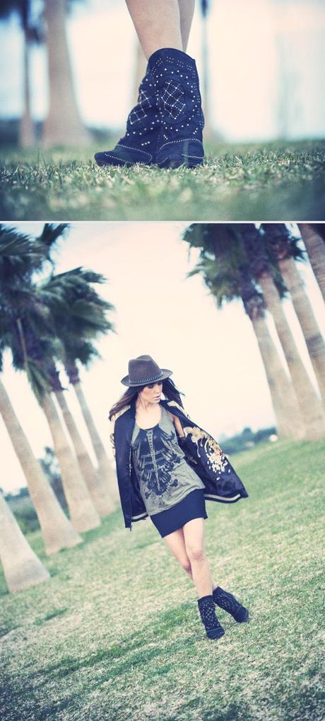 between palm trees between palm trees