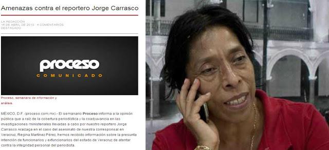‘Proceso’ denuncia plan del gobierno de Veracruz para atentar contra periodista Jorge Carrasco.