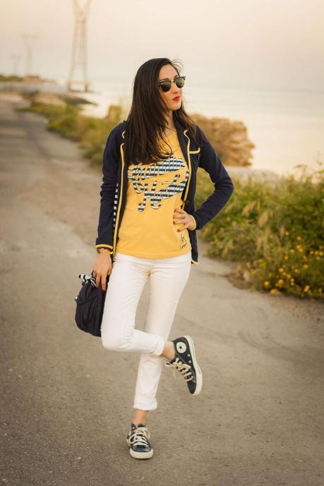 Yellow,Blue And White