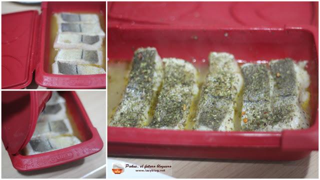 Receta ligera de lomos de merluza al vapor con setas shiitake