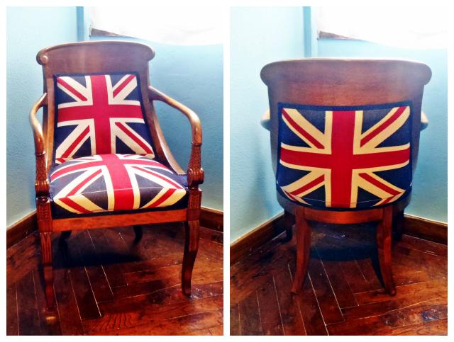 Antes y Después: Una Silla con la bandera de la Union Jack, por Paula
